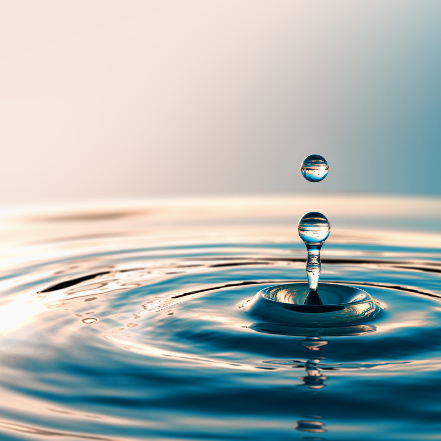 Clear Water drop with circular waves